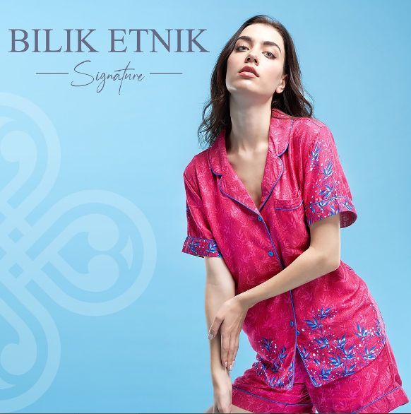 Piyama Etnik Bambu Shocking Pink Short